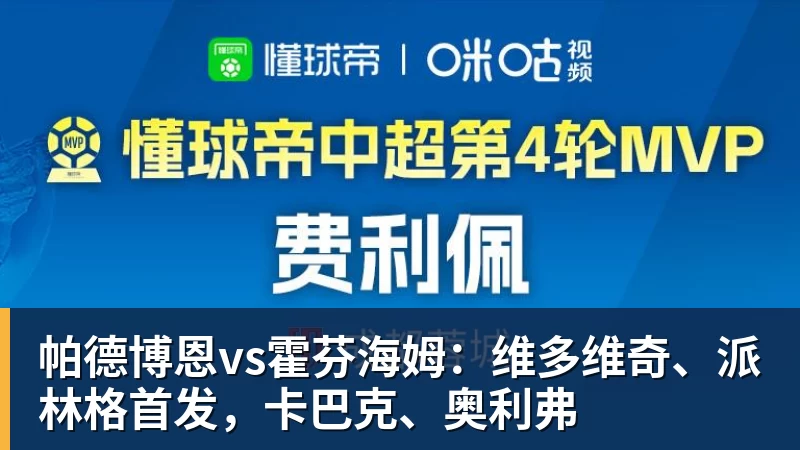帕德博恩vs霍芬海姆：维多维奇、派林格首发，卡巴克、奥利弗