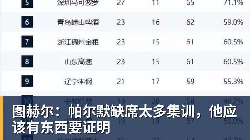 图赫尔：帕尔默缺席太多集训，他应该有东西要证明